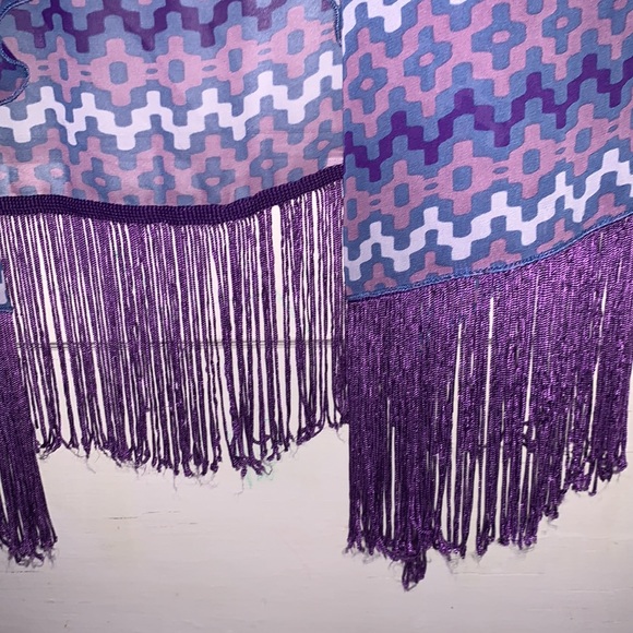 LuLaRoe Purple Chevron Fringe Sheer Cardigan - Picture 6 of 7